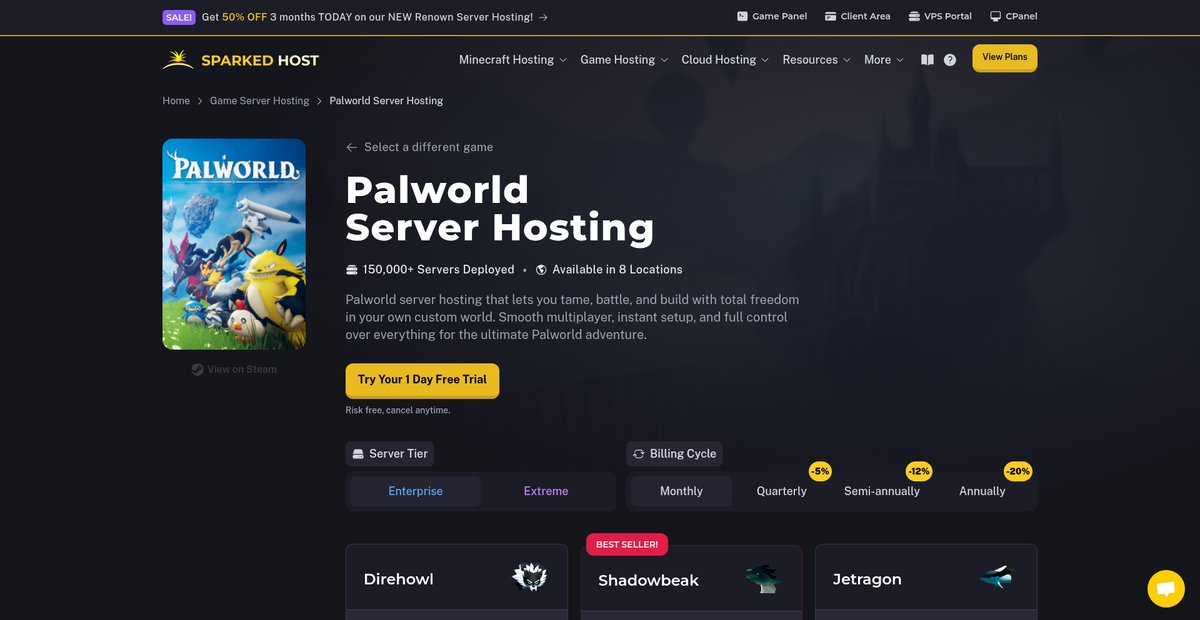 Sparked Host - Palworld Hosting Screenshot
