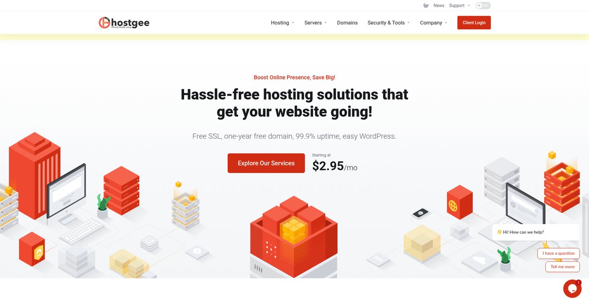Web Hosting, Domain Names, WordPress & More - Hostgee Screenshot