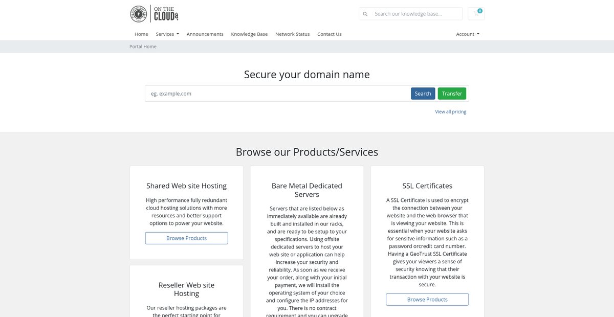 Portal Home - OnTheCloud.co Screenshot