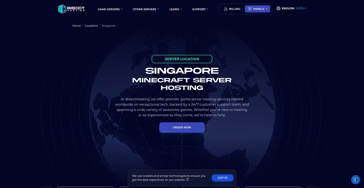 Singapore Minecraft Server Hosting - BisectHosting Screenshot