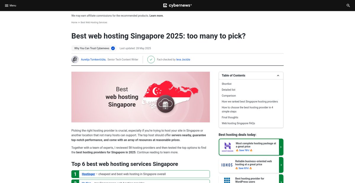 Best Web Hosting Singapore 2025: Top 6 Providers We Tried Screenshot