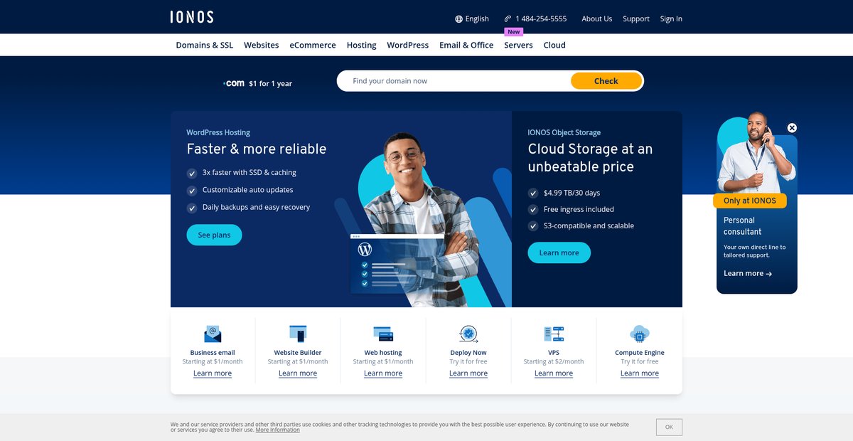 IONOS » Hosting Provider | Websites. Domains. Server. Screenshot