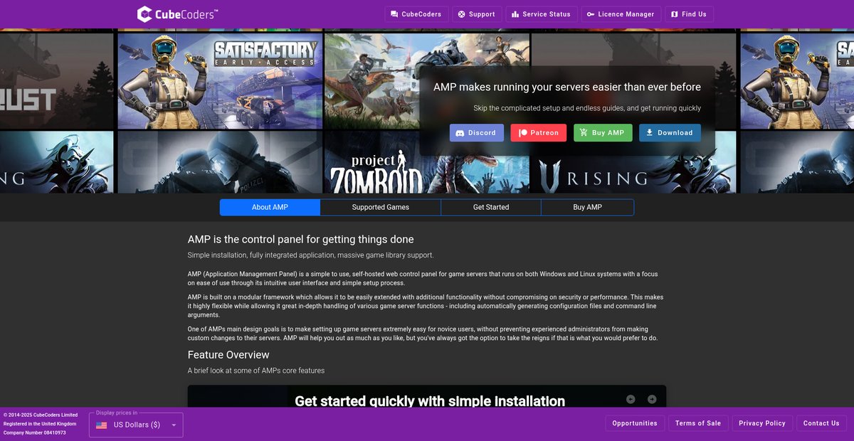 AMP - Game Server Control Panel Screenshot
