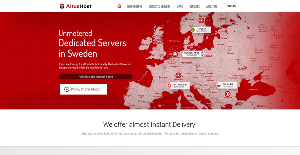 Unmetered Dedicated Servers in Sweden - Europe Screenshot