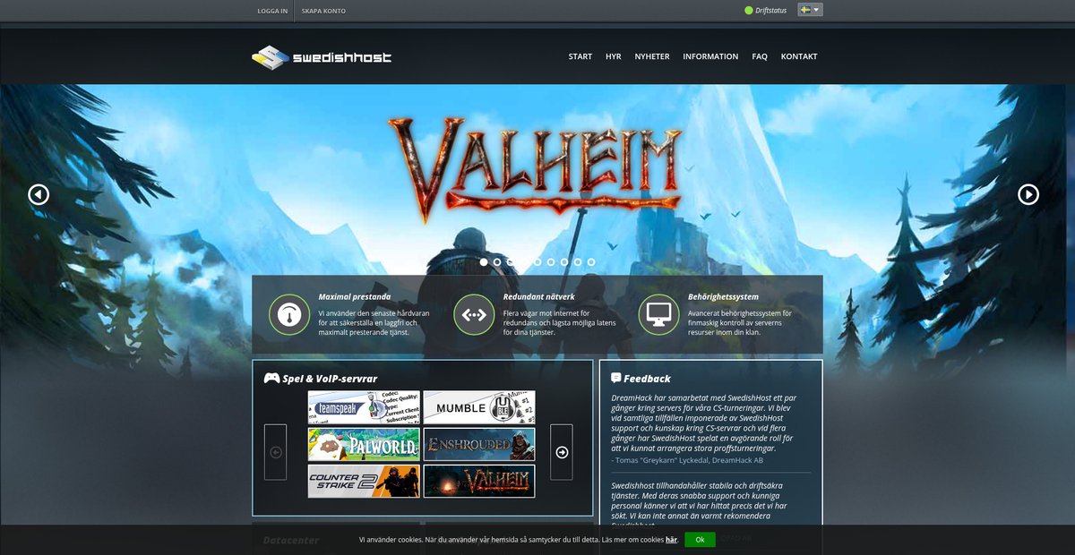 SwedishHost.se - Kvalitativa servrar till lågt pris! Screenshot