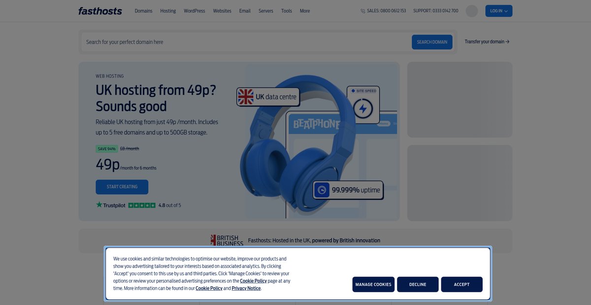 Fasthosts | Domains, Servers, Websites and Email made ... Screenshot