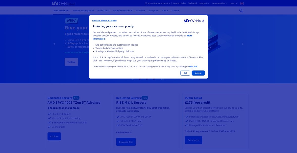 Cloud Computing & Web Hosting | OVHcloud UK Screenshot