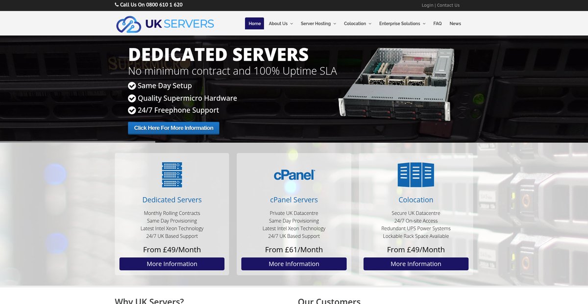 UK Dedicated Servers | Windows & Linux Servers | Colocation Screenshot