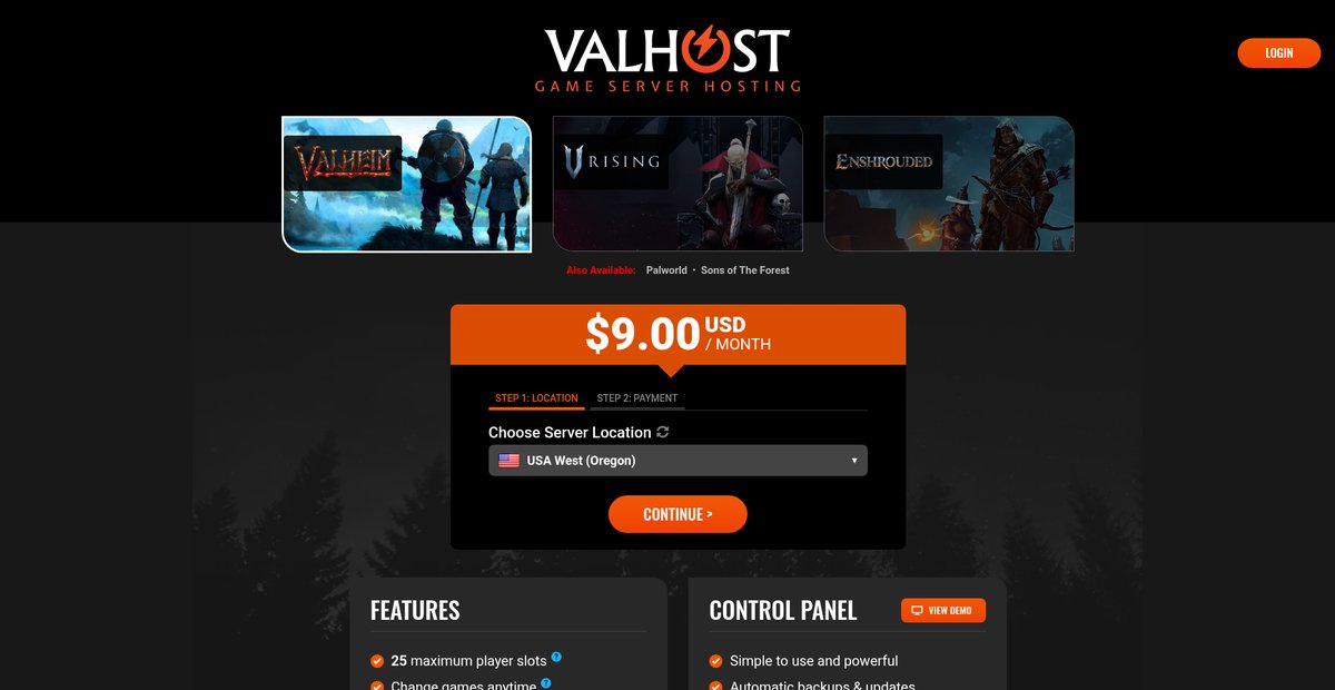 Valheim, V Rising, Enshrouded Server Hosting Screenshot
