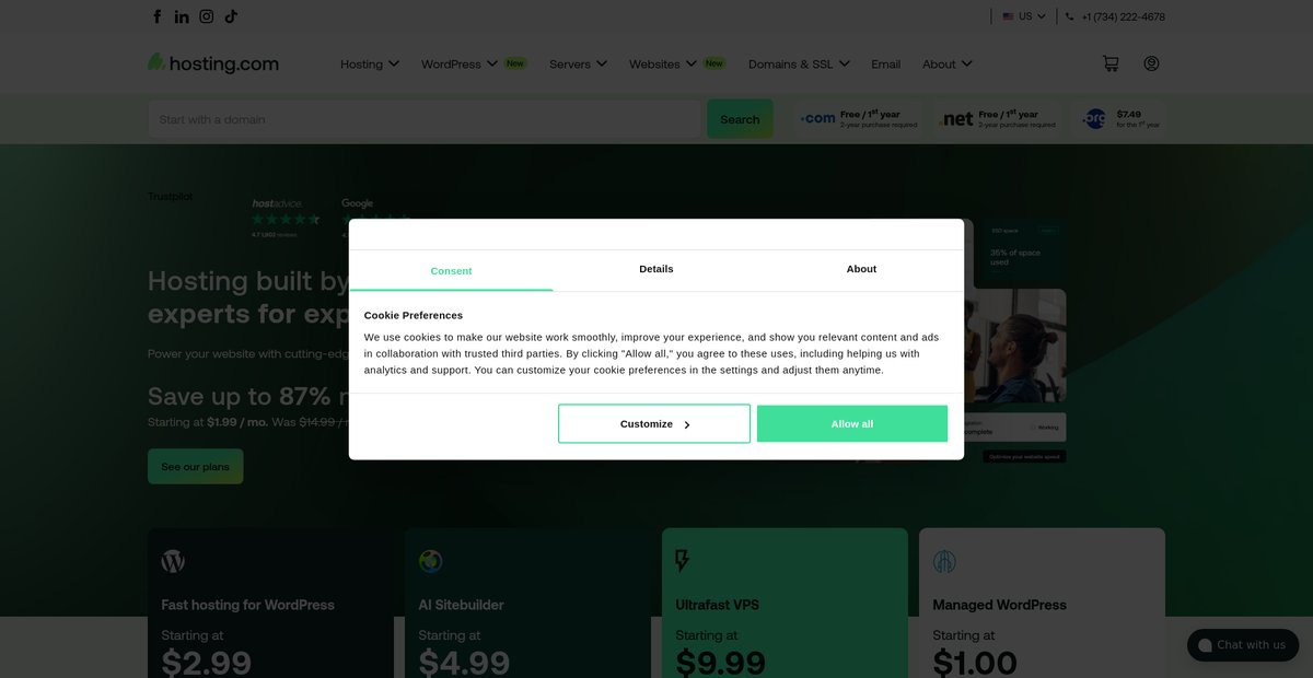 The Best Web Hosting Services at 20x Speeds - A2 Hosting Screenshot