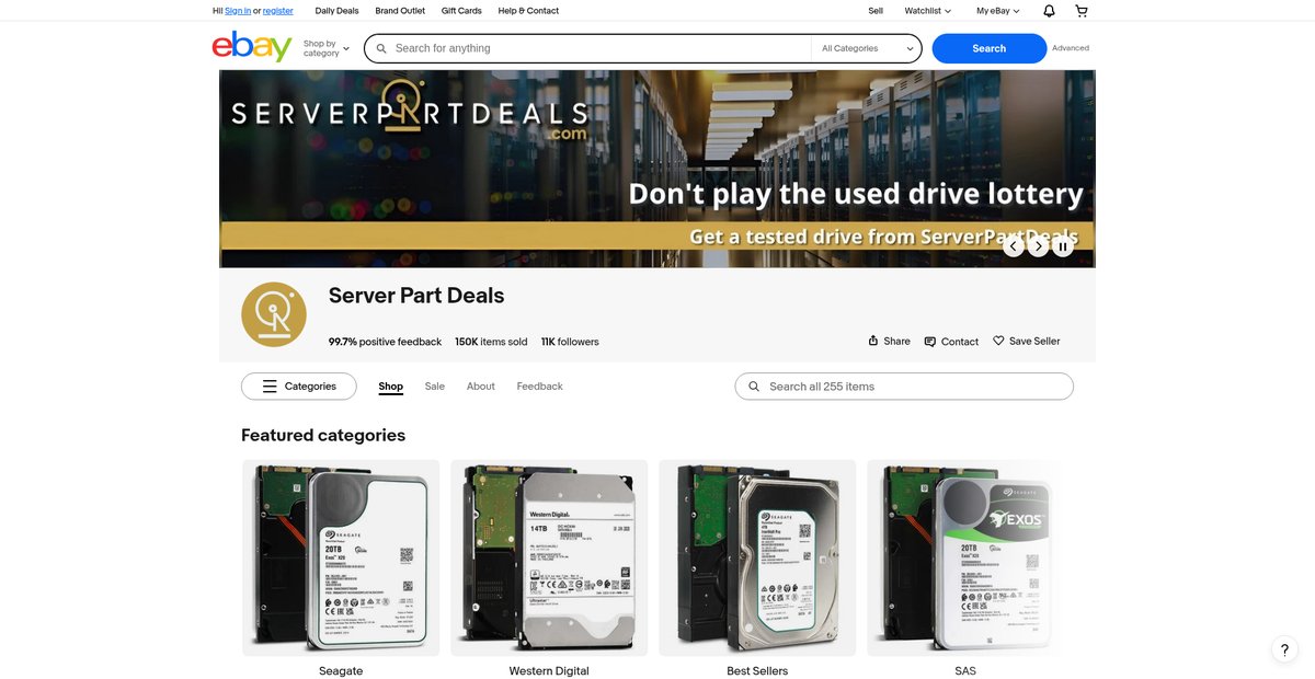 Server Part Deals | eBay Stores Screenshot