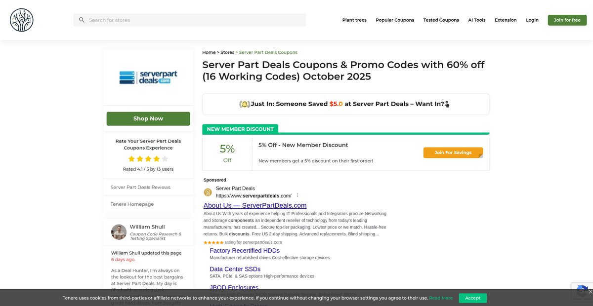60% OFF Server Part Deals Coupon Codes - September 2025 ... Screenshot