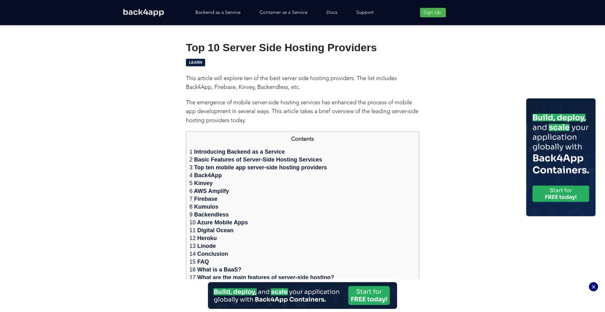 Top 10 Server Side Hosting Providers Screenshot