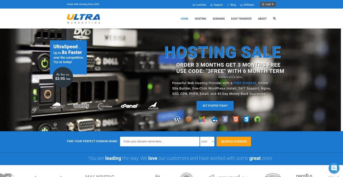 Ultra Web Hosting Provider: Ultra Speeds since 2002 Screenshot