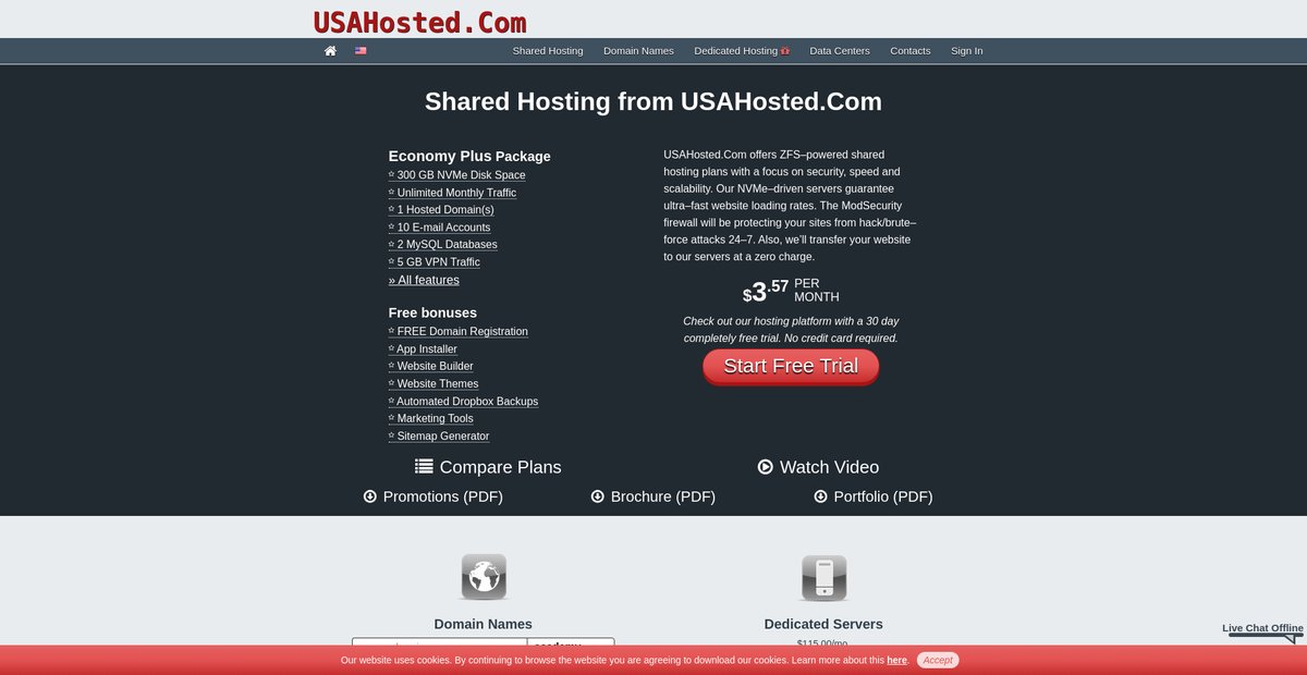 Shared Hosting from USAHosted.Com Screenshot