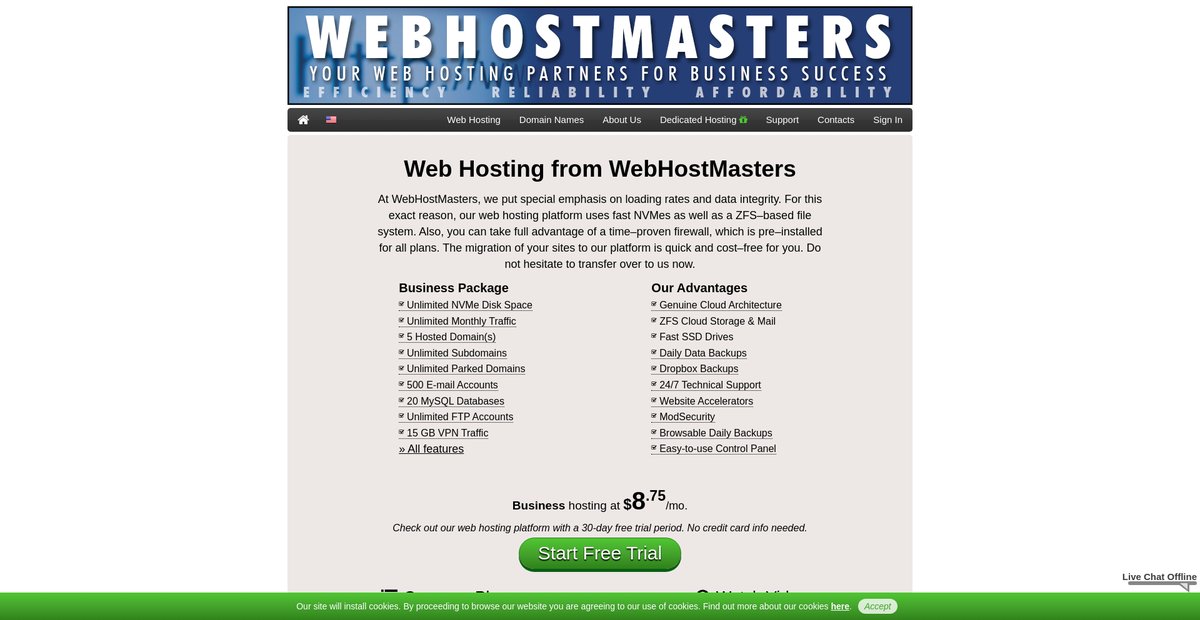 Web Hosting from WebHostMasters Screenshot