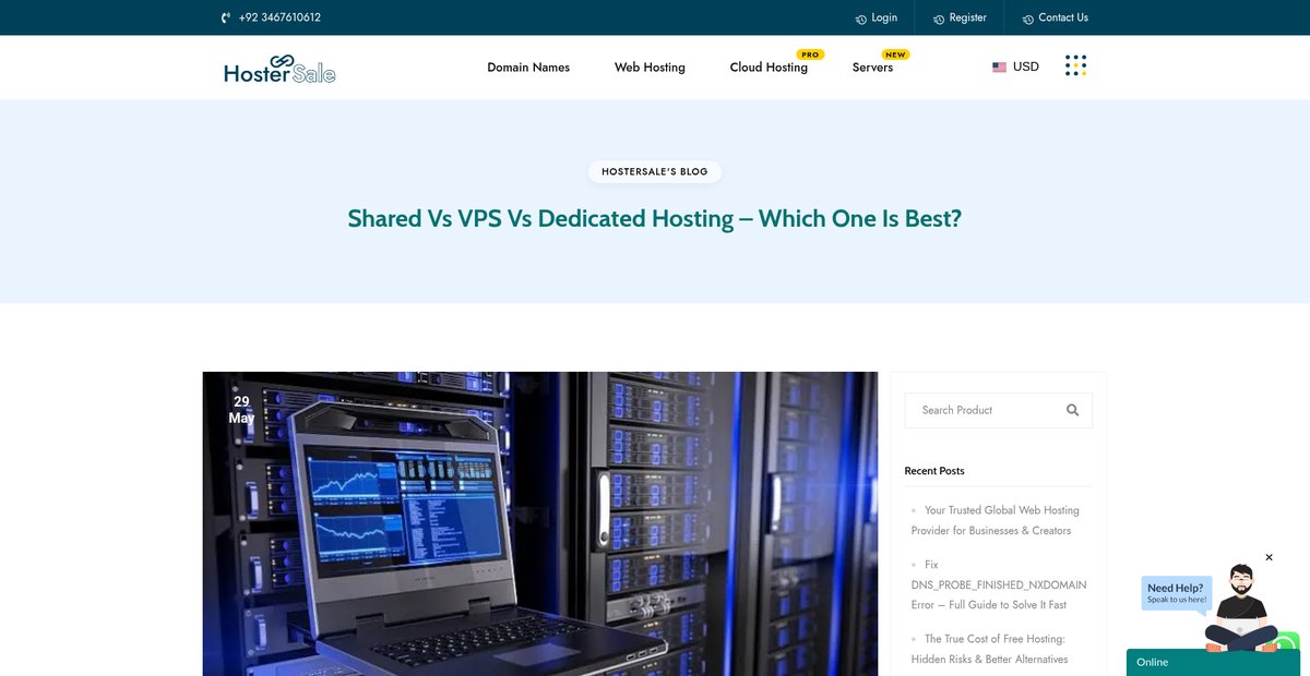 Shared vs VPS vs Dedicated Hosting – Which One is Best? - HosterSale Screenshot
