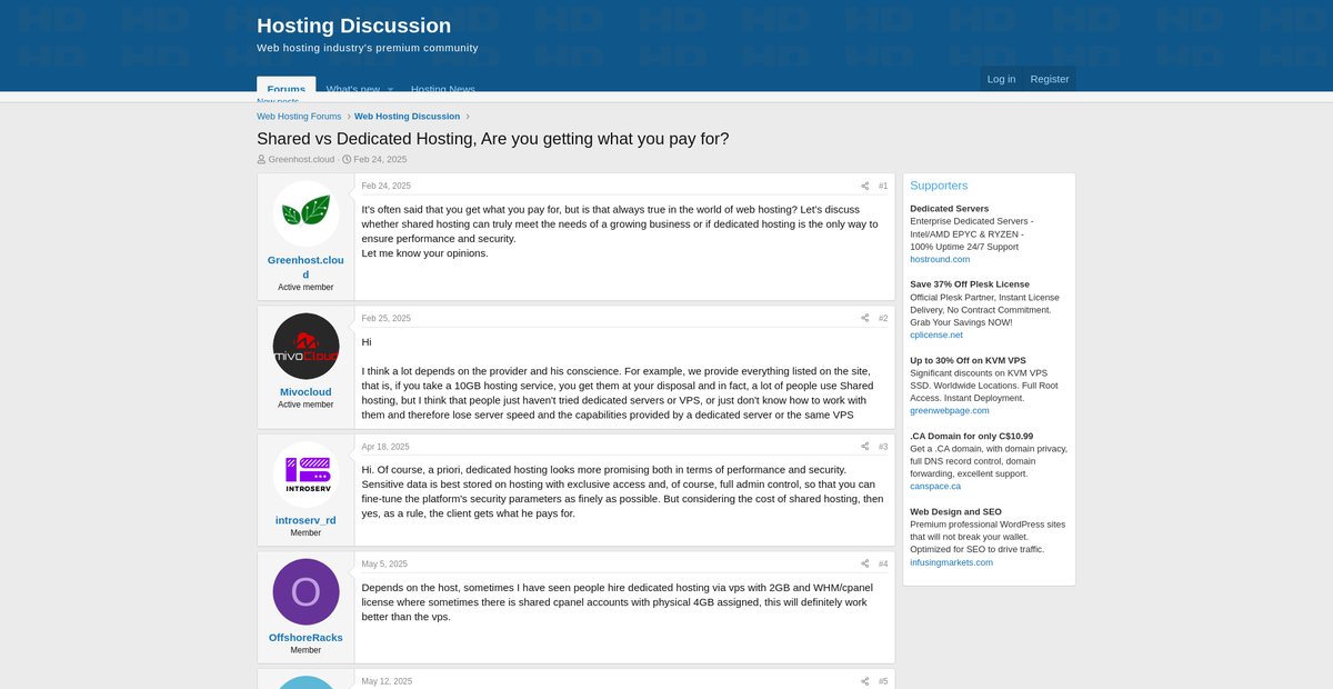 Shared vs Dedicated Hosting, Are you getting what ... Screenshot