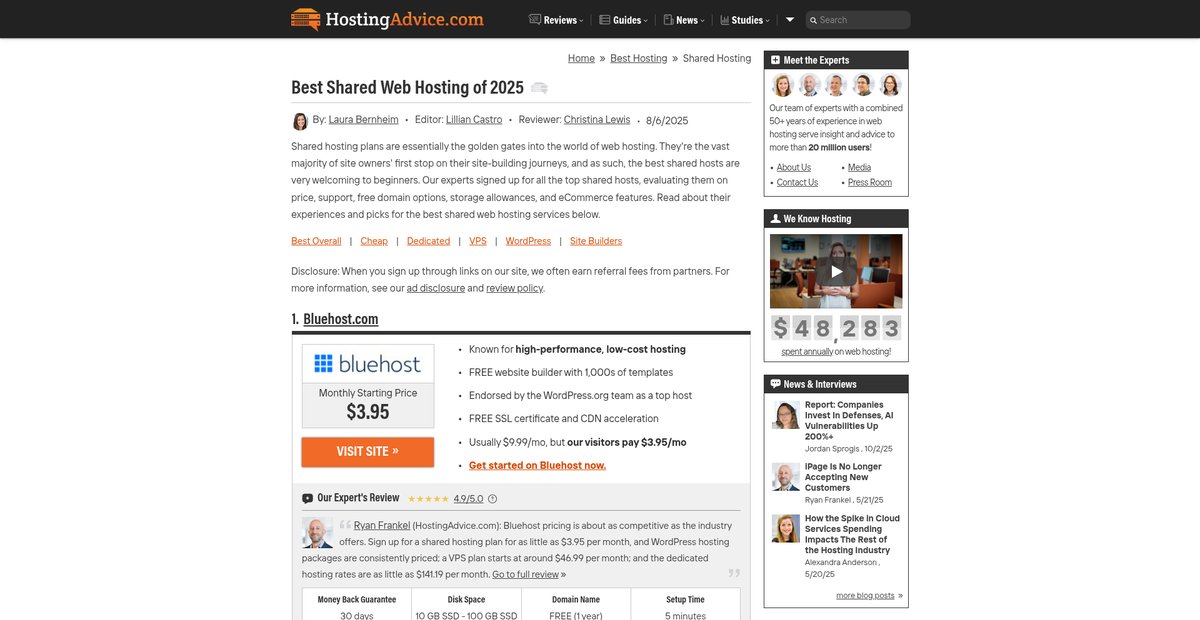 Best Shared Web Hosting of 2025: Our Tests & Reviews Screenshot