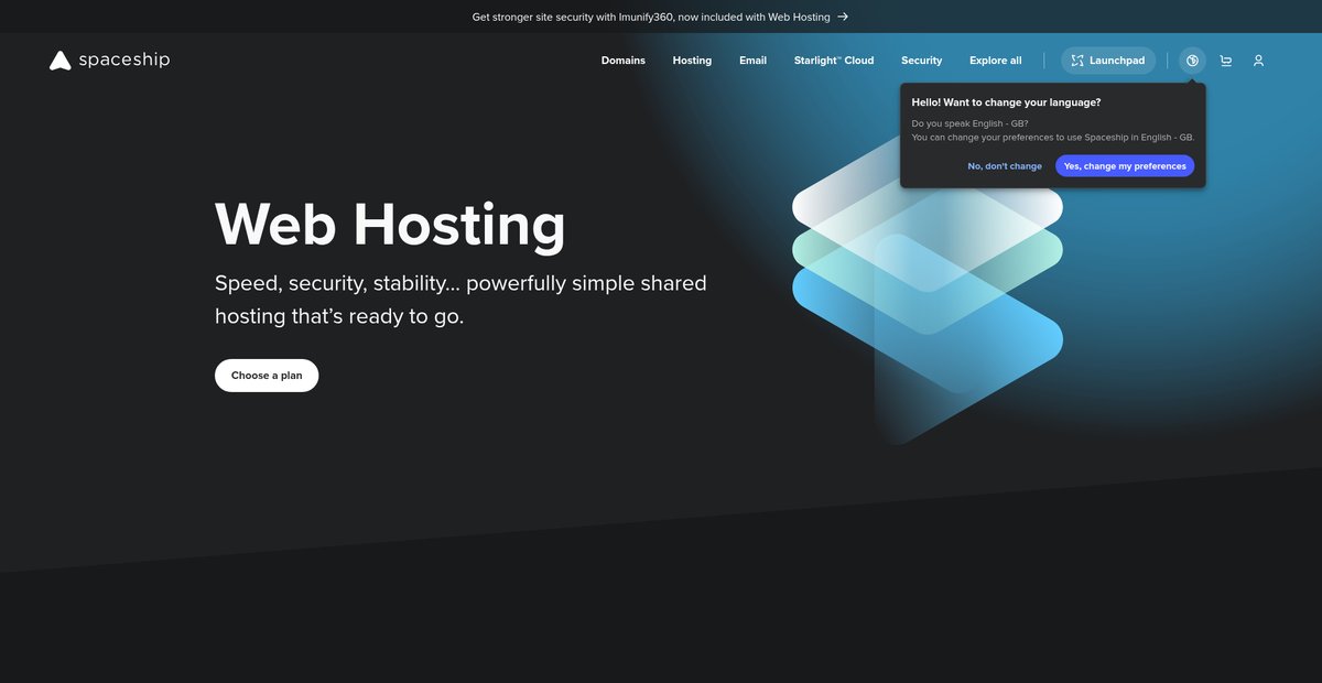 Shared Hosting - Secure and Fast Web Service by Spaceship Screenshot