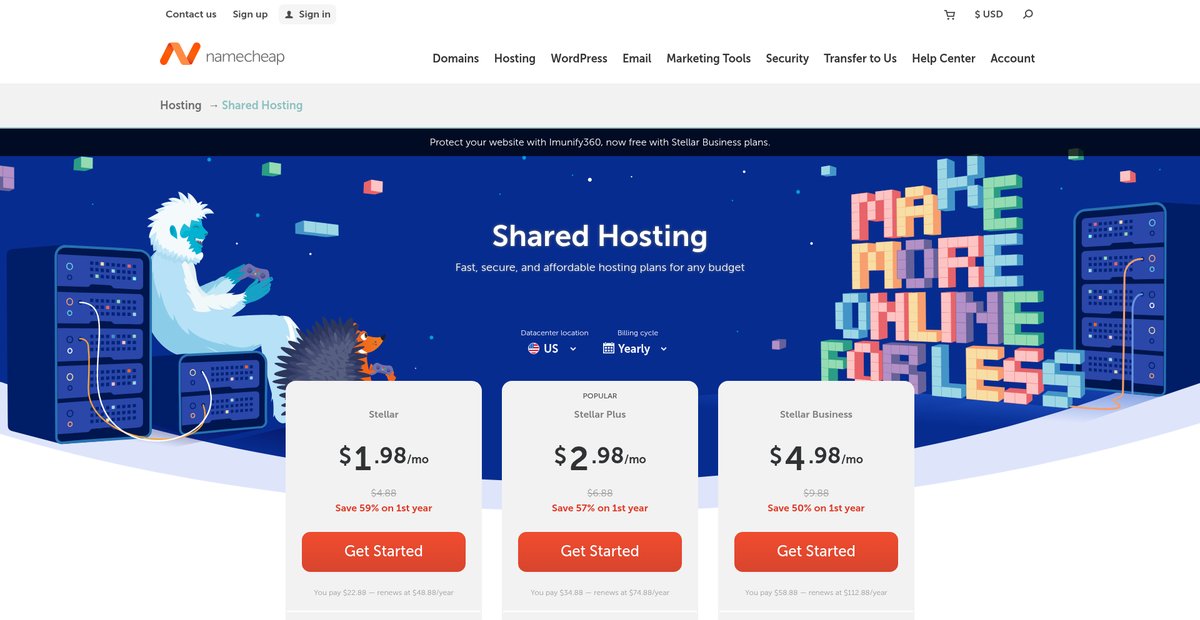 Shared Hosting — fast, affordable and secure web ... Screenshot