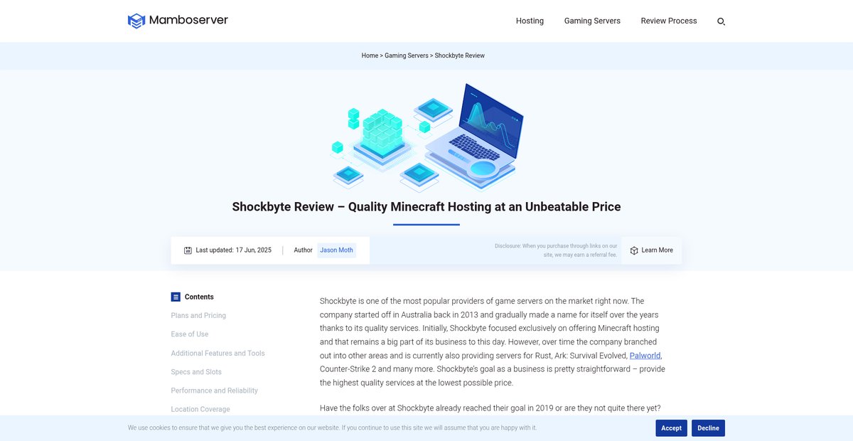 Shockbyte Review - Quality Minecraft Hosting at an ... Screenshot