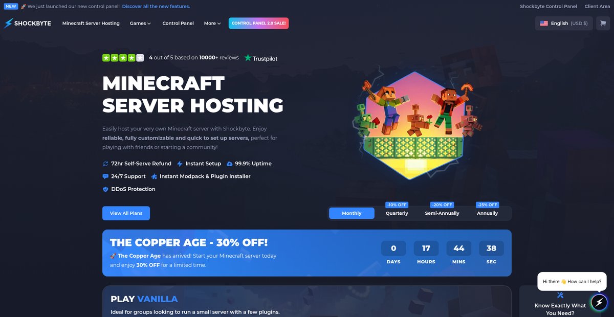 Minecraft Server Hosting | Shockbyte Screenshot
