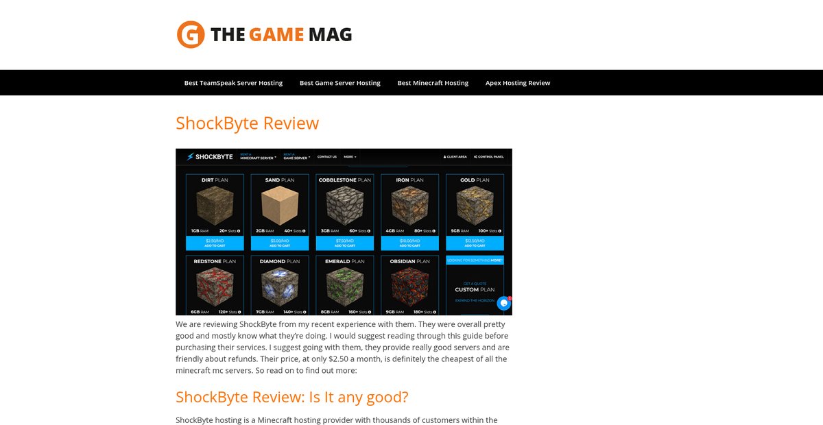 ShockByte Hosting Review 2025 Screenshot
