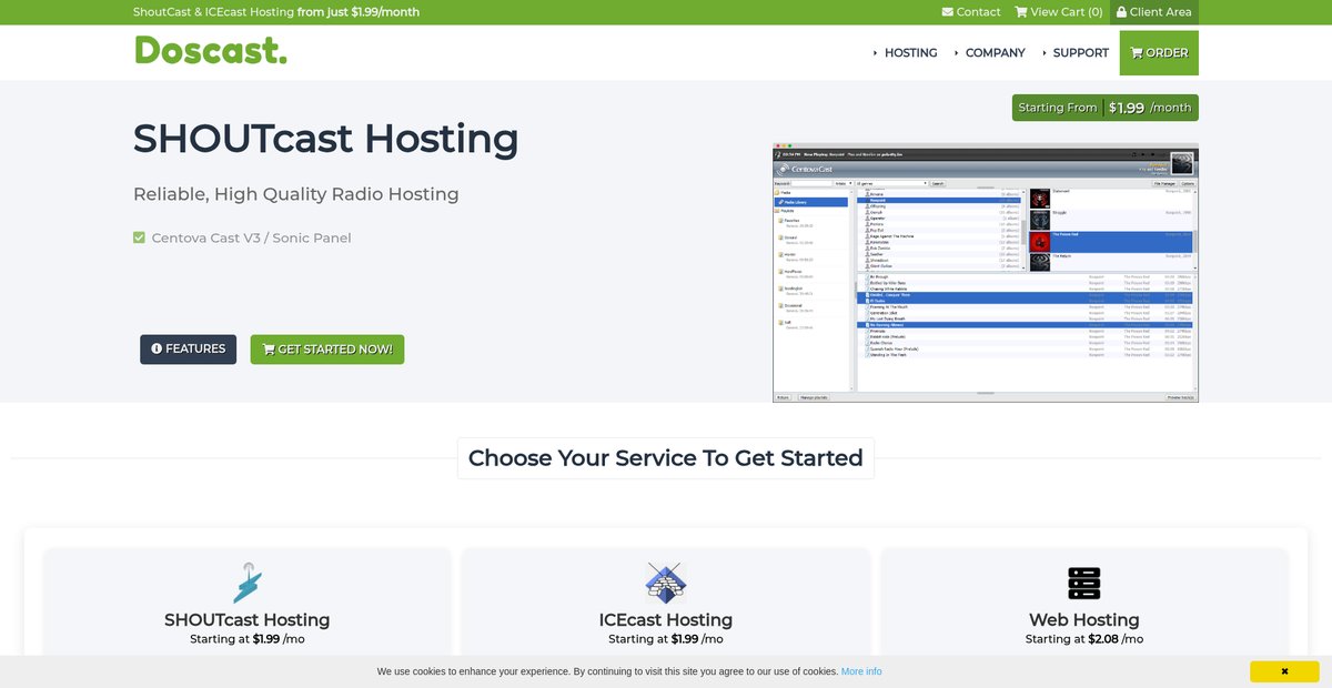 Cheap SHOUTcast and ICEcast Hosting Screenshot