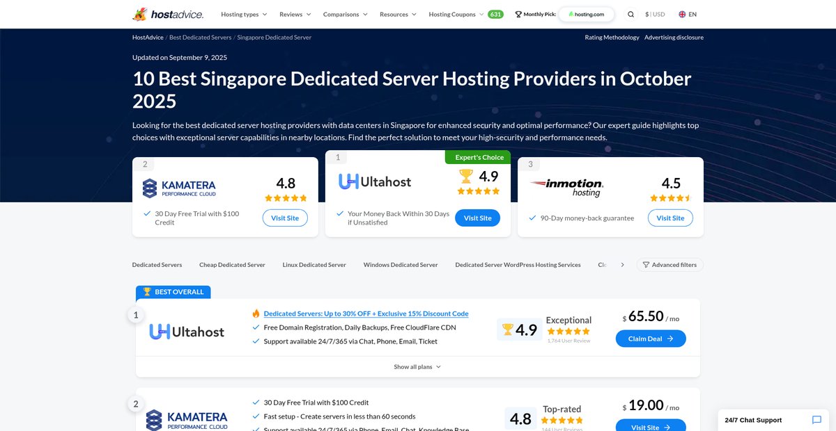 Best 10 Singapore Dedicated Server Providers for 2025 Screenshot