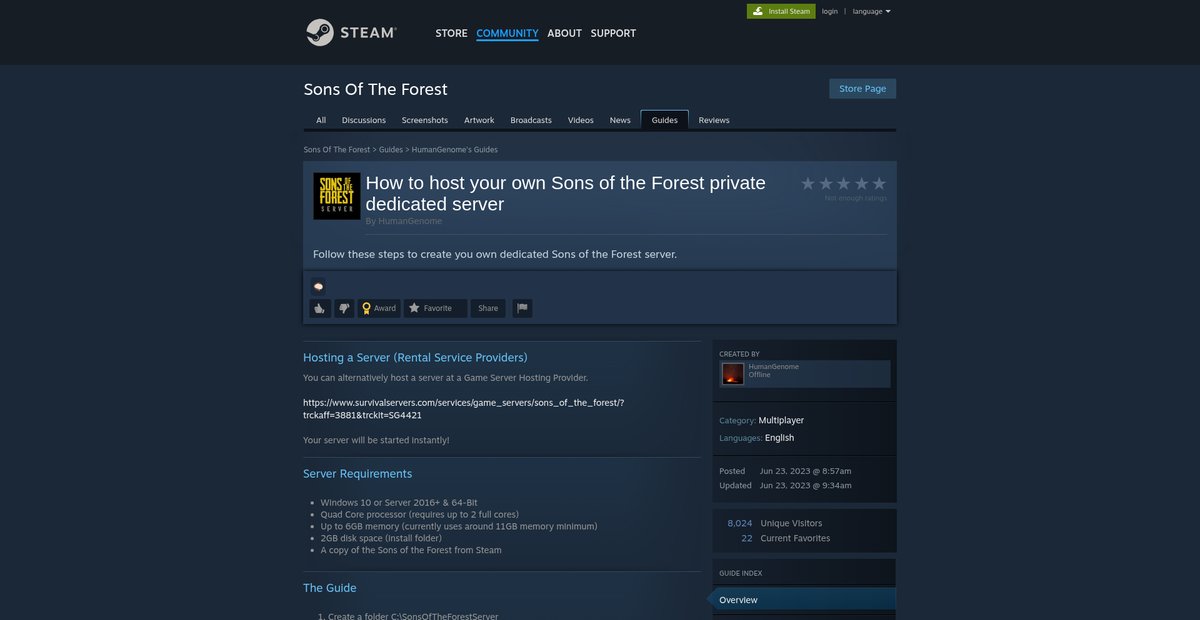 How to host your own Sons of the Forest private dedicated ... Screenshot