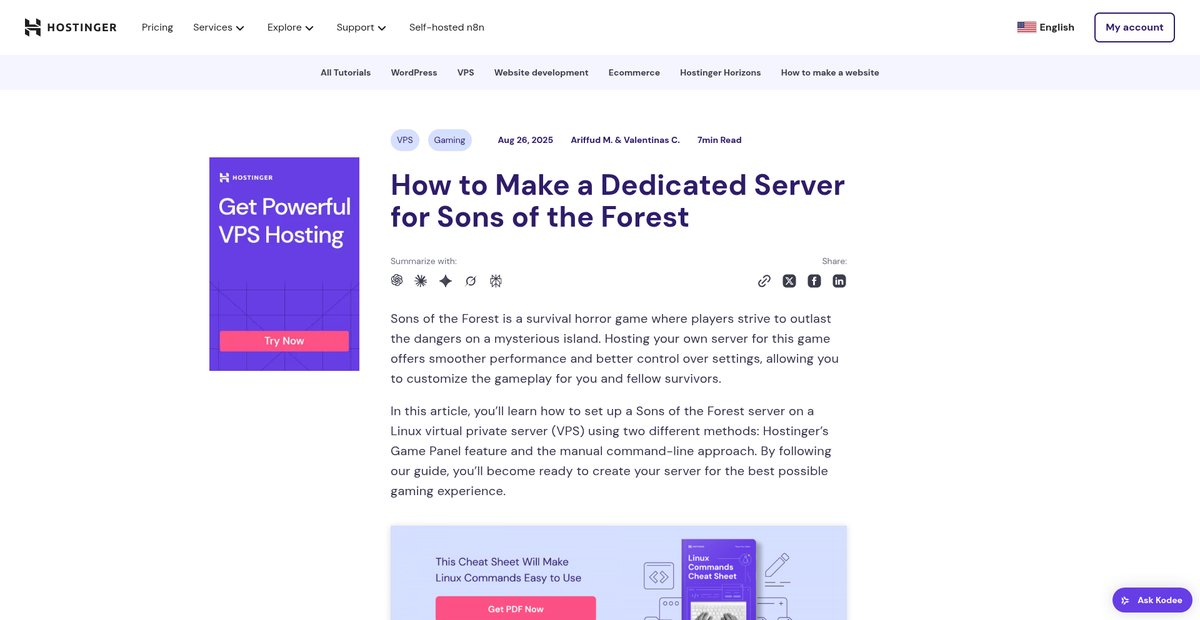 Sons of the Forest Dedicated Server Setup Guide Screenshot