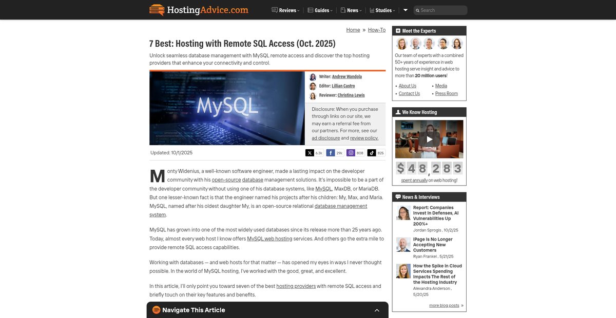 7 Best: Hosting with Remote SQL Access (2024) Screenshot
