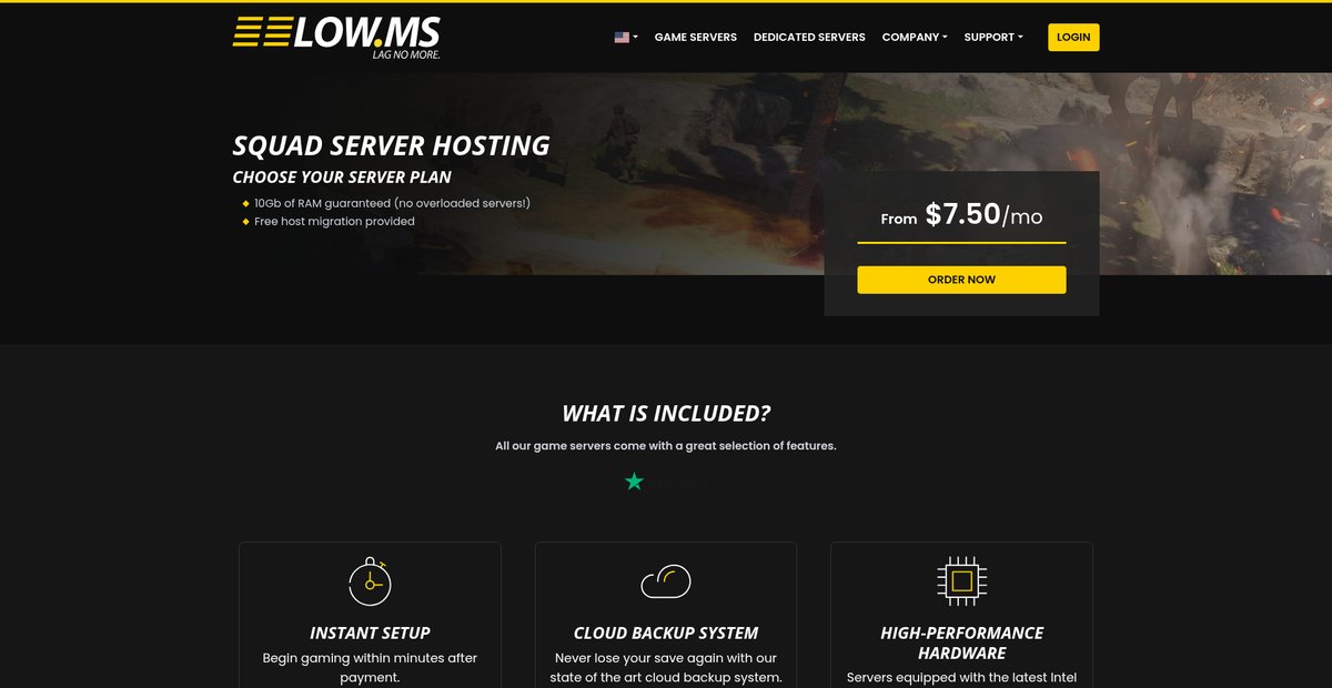 Squad Server Hosting Screenshot
