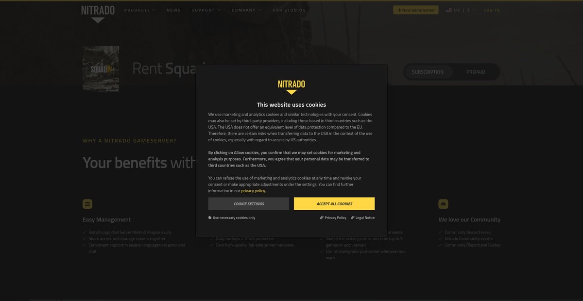 Squad Server Hosting Screenshot
