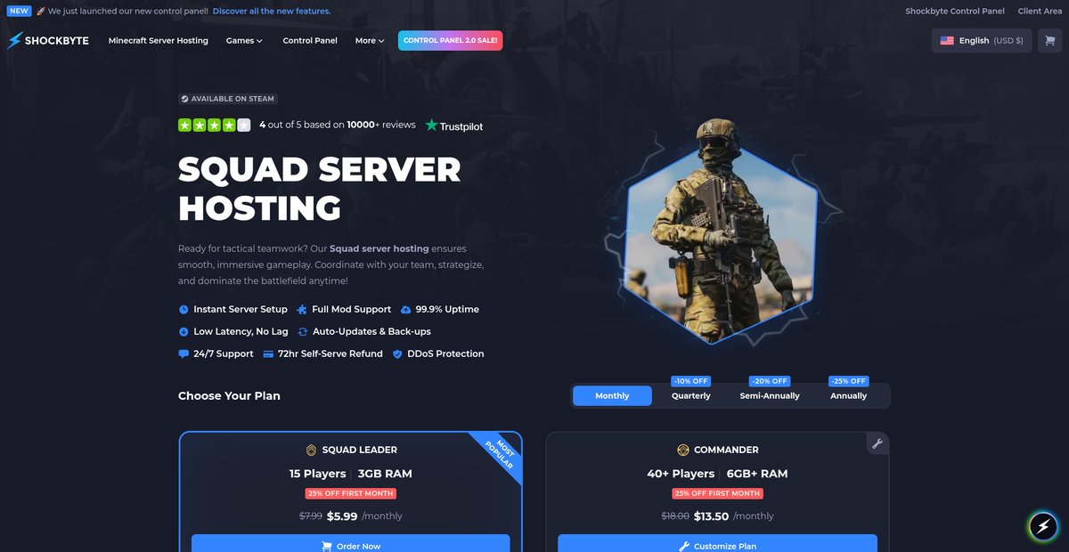 Squad Server Hosting Screenshot