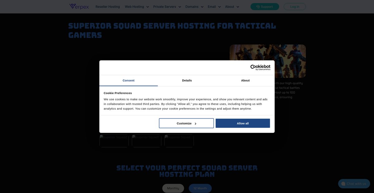 Squad Server Hosting - Tactical Warfare & Custom Maps Verpex Screenshot