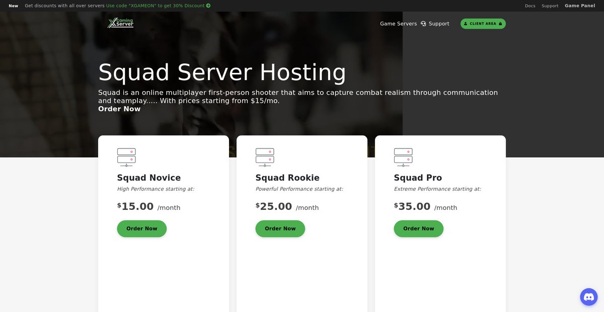 Squad Server Hosting Screenshot