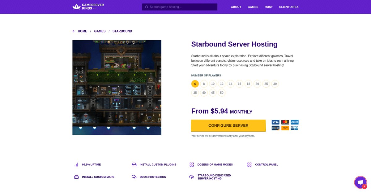 Starbound Server Hosting | Starbound Server Rental Screenshot