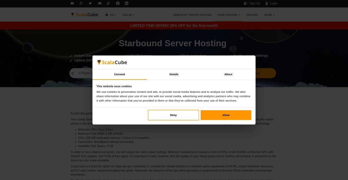 Starbound Server Hosting - ScalaCube Screenshot