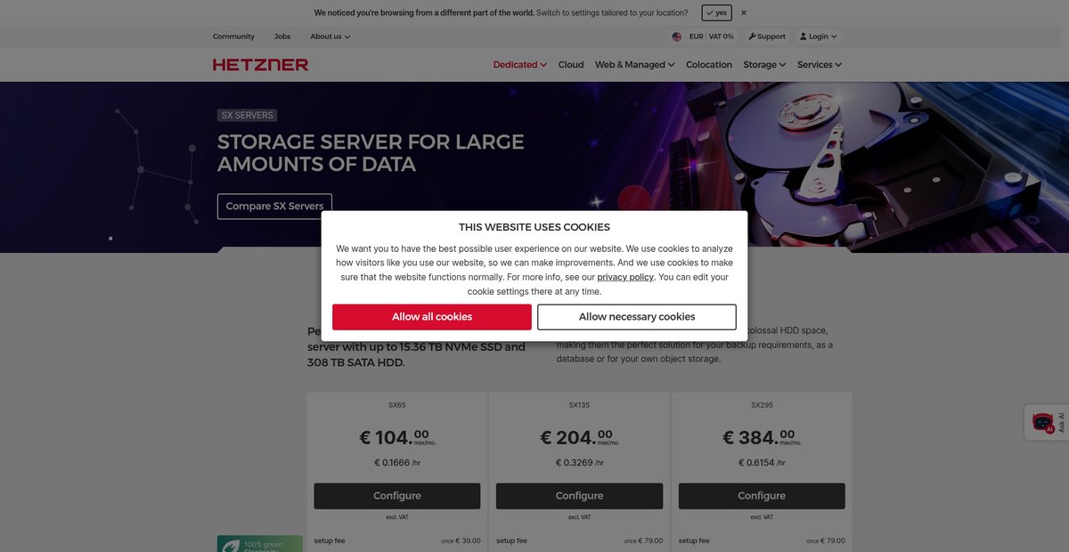 Storage Server – High-Capacity Dedicated Hosting Screenshot
