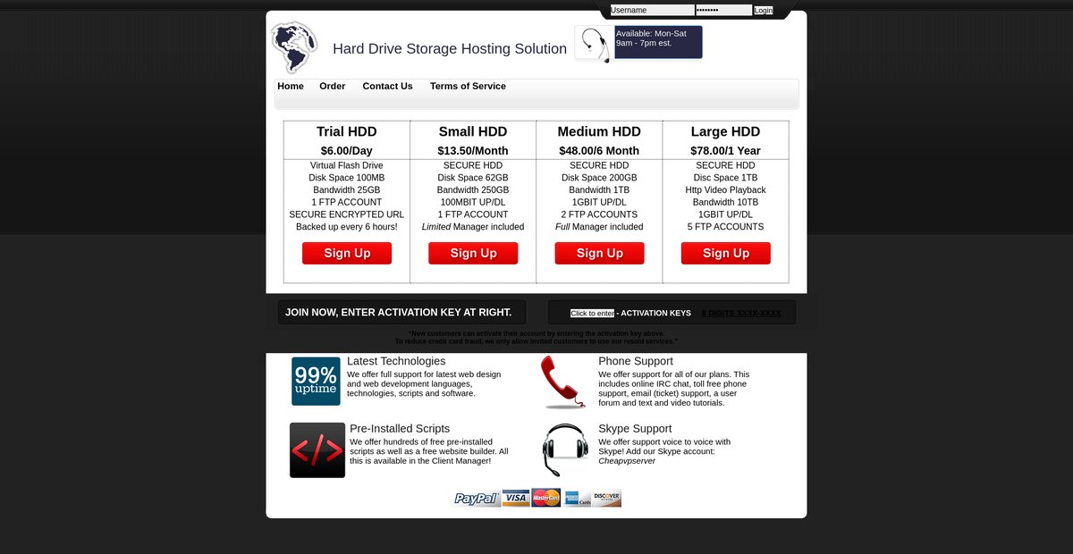 Storage Hosting Solution Screenshot
