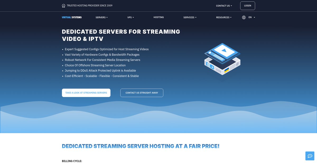 dedicated servers for streaming video & iptv Screenshot