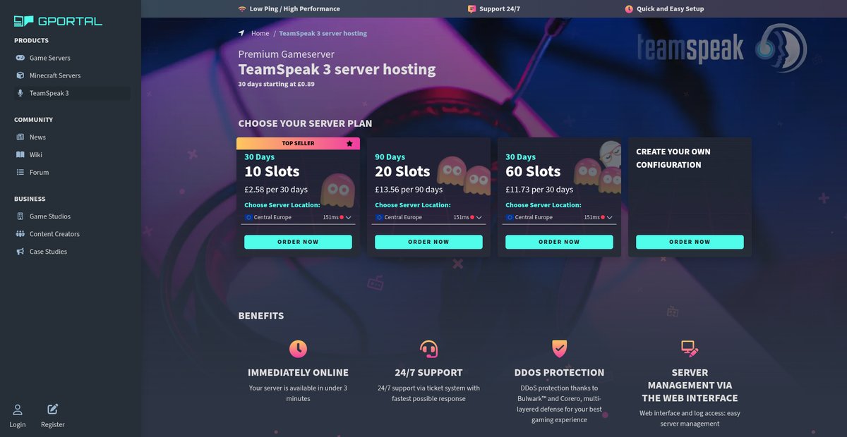 Teamspeak 3 server hosting ➜ g-portal.com Screenshot