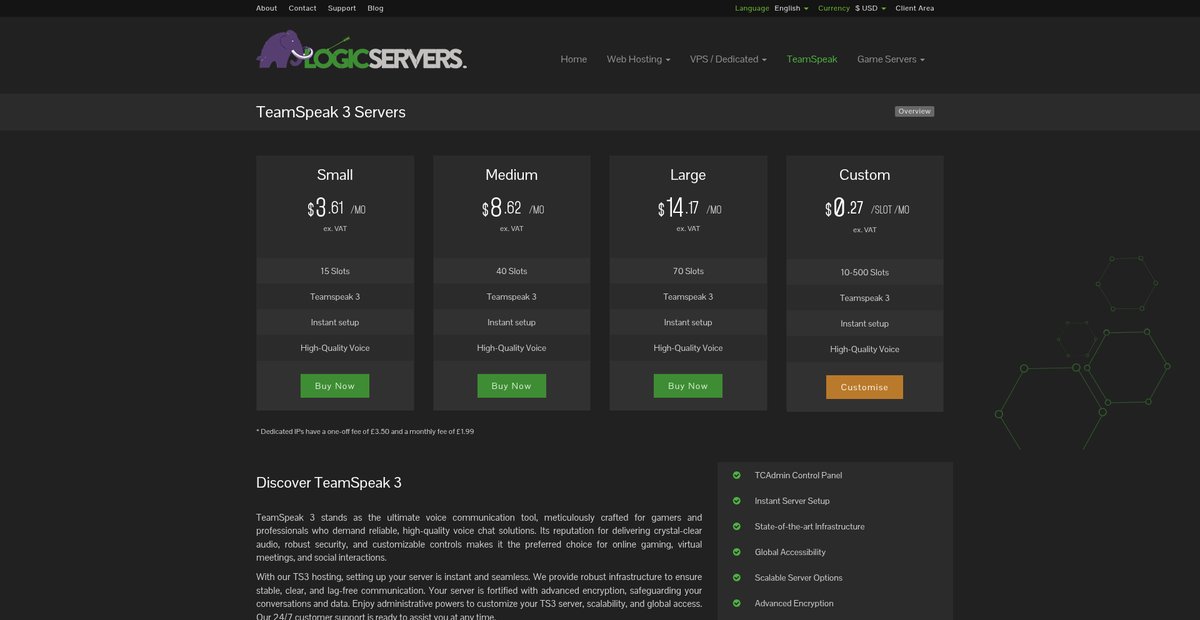 TeamSpeak 3 Servers | LogicServers Screenshot