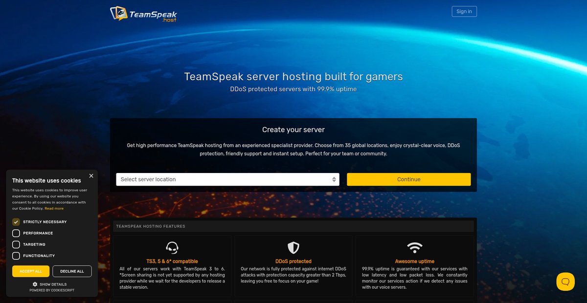 TeamSpeak server hosting built for gamers | TeamSpeak.host Screenshot