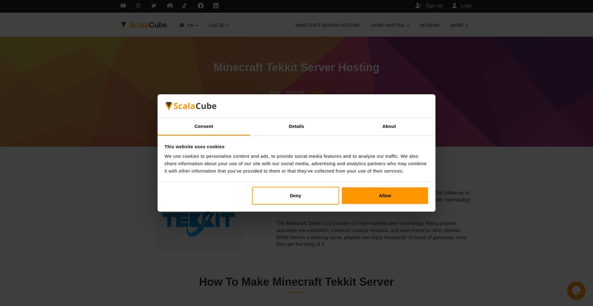Minecraft Tekkit Server Hosting Screenshot