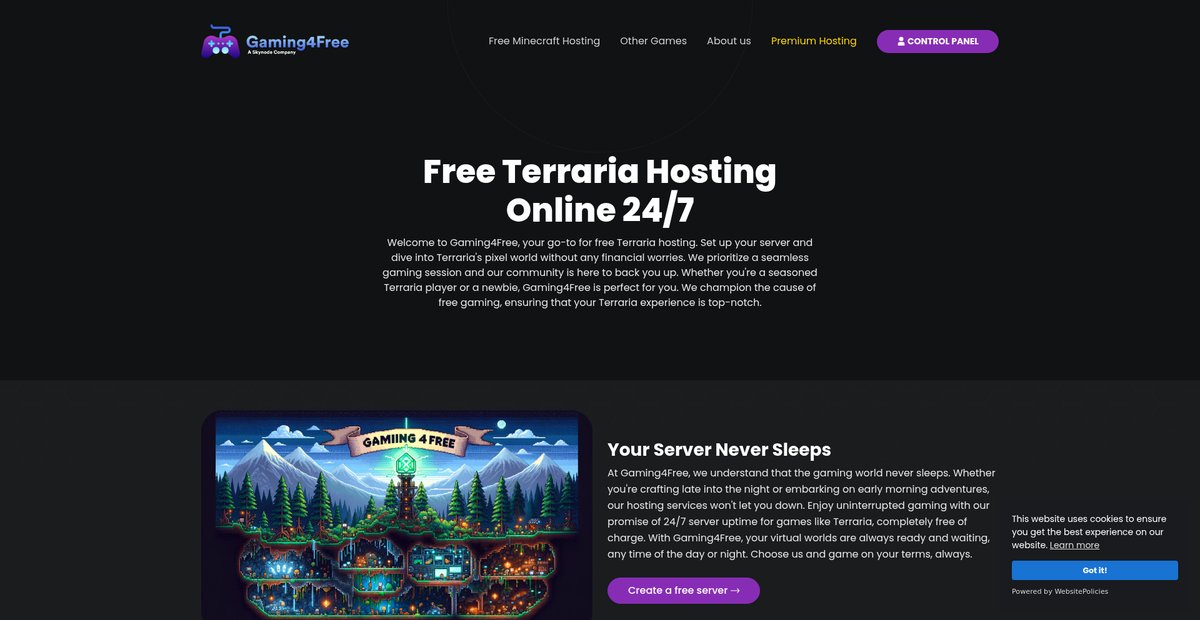 Free Terraria Server Hosting - Online 24/7 Screenshot