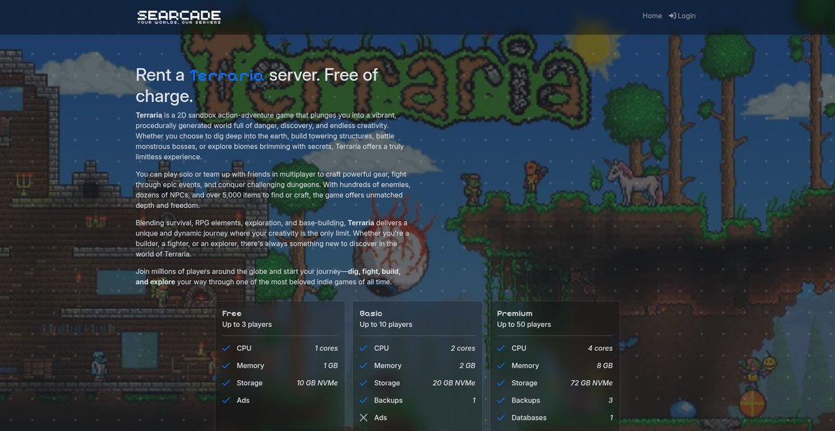 Free Terraria server hosting. Screenshot