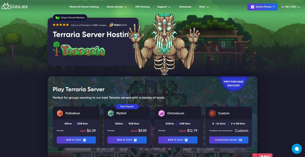Best Terraria Server Hosting - Godlike Screenshot